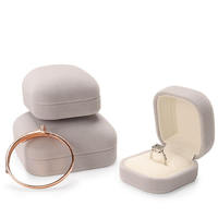 Boîte à bijoux de luxe EVERWIN avec logo personnalisé, couleur, fermeture à boucle, design imprimé pour le rangement des boucles d'oreilles et des colliers - Boîte en velours gris