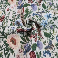 Tissu Jacquard pour Robes, Motif Jardin, Polyester Coton, Brocart, Tissu Teint en Fil pour Tapisserie, Rideau, Couverture