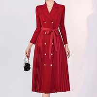 Robe longue plissée antistatique Miyake Vintage, nouvelle collection automne 2025, élégante et haut de gamme, avec ceinture en dentelle