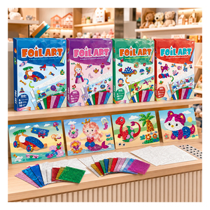 Ocean Animal DIY Foil Art <b>Set</b> Sparkling Transfer Cards Undersea Scene Learning Craft Activity Holiday Gift For <b>Kids</b> - Product Image 5