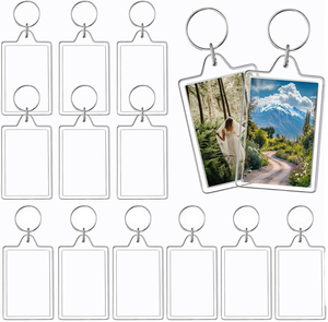 Acrylic Rectangle Keychain DIY Photo Frame Lightweight Transparent Plastic Souvenir Gift for Custom Printing - Product Image 1