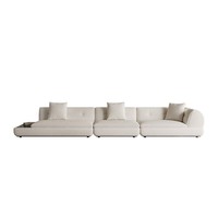 Nordisches Design Bouclé-Stoff Mondsofa Luxus-Ecksofa mit Marmor-Beistelltisch Hochdichter Schwamm Lärchenholzrahmen