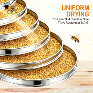 Séchoir rotatif à pollen haute capacité 20-30 kg, 10 plateaux, déshydrateur de pollen d'abeille pour apiculture, ferme, apière - Product Image 4