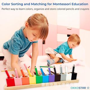 Wooden <b>Pen</b> Holder Multi Color Square Desk Storage <b>Box</b> For Pencils And Markers - Product Image 2