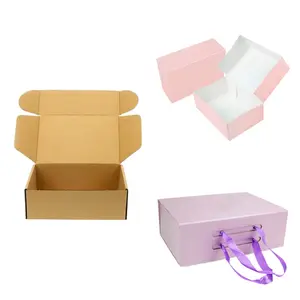 定制标志印刷首饰盒收纳盒包装，牛皮纸礼品抽屉邮件盒邮政运输粉色礼品盒/