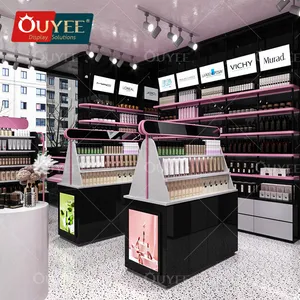 Custom Counter Lighting Acrylic Retail Cosmetics Display Cabinet Perfume Store Interior Design Layout