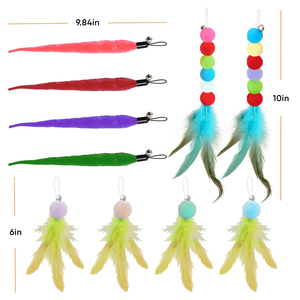 Jouet interactif amusant pour chat, baguette rétractable en bois bleu violet avec plumes de poulet, pour jeu en intérieur - Product Image 5