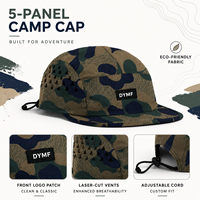 Casquette de course non structurée à 5 panneaux DYMF Premium avec logo personnalisé, légère, en nylon imperméable, perforations laser, style camper