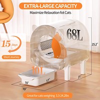Bac à litière intelligent autonettoyant PT112 68L avec ramassage automatique, contrôle par application, silencieux 35dB, design oreilles de chat pour plusieurs chats