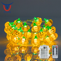 Guirlande lumineuse LED citrouille d'Halloween de 3m40 avec télécommande étanche IP44 et variateur d'intensité pour fêtes en extérieur et décoration intérieure