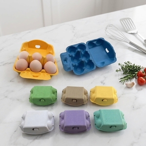 Plateau à œufs rectangulaire en pulpe de papier et bagasse de canne à sucre, personnalisable, écologique, biodégradable, sans PFAS, compatible micro-ondes, de qualité industrielle - Product Image 1