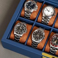 Kotak Hadiah Perhiasan Jam Tangan Kayu Kulit PU yang Dapat Disesuaikan, Kotak Penyimpanan Jam Tangan Elegan dengan Jendela Kaca