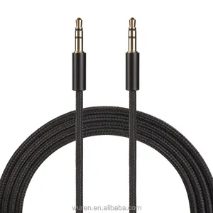 Kabel Aux jalinan nilon 3.5mm, adaptor Input tambahan Audio suara Hi-Fi untuk headphone Speaker stereo rumah