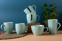 Service de table créatif en grès bleu-vert, motif dessin animé, compatible lave-vaisselle, portable, réutilisable, finition craquelée, pour la cuisine