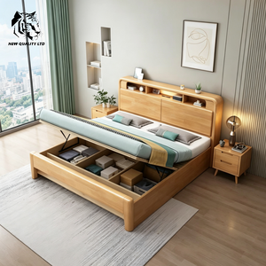 Lit queen size en bois, 1,5 m, nouveau design, éco-responsable, grand stock, logo personnalisé, meilleur prix, fourniture directe d'usine, mobilier de chambre à coucher. - Product Image 4