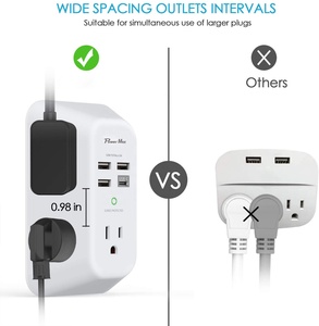 Protector de Sobretensión Addtam USA con 5 Tomas de Corriente, 4 Puertos de Carga USB, 1 <span class=keywords><strong>Puerto</strong></span> USB C, 3 Lados, 1800J, Regleta de Enchufes Múltiples - Product Image 4