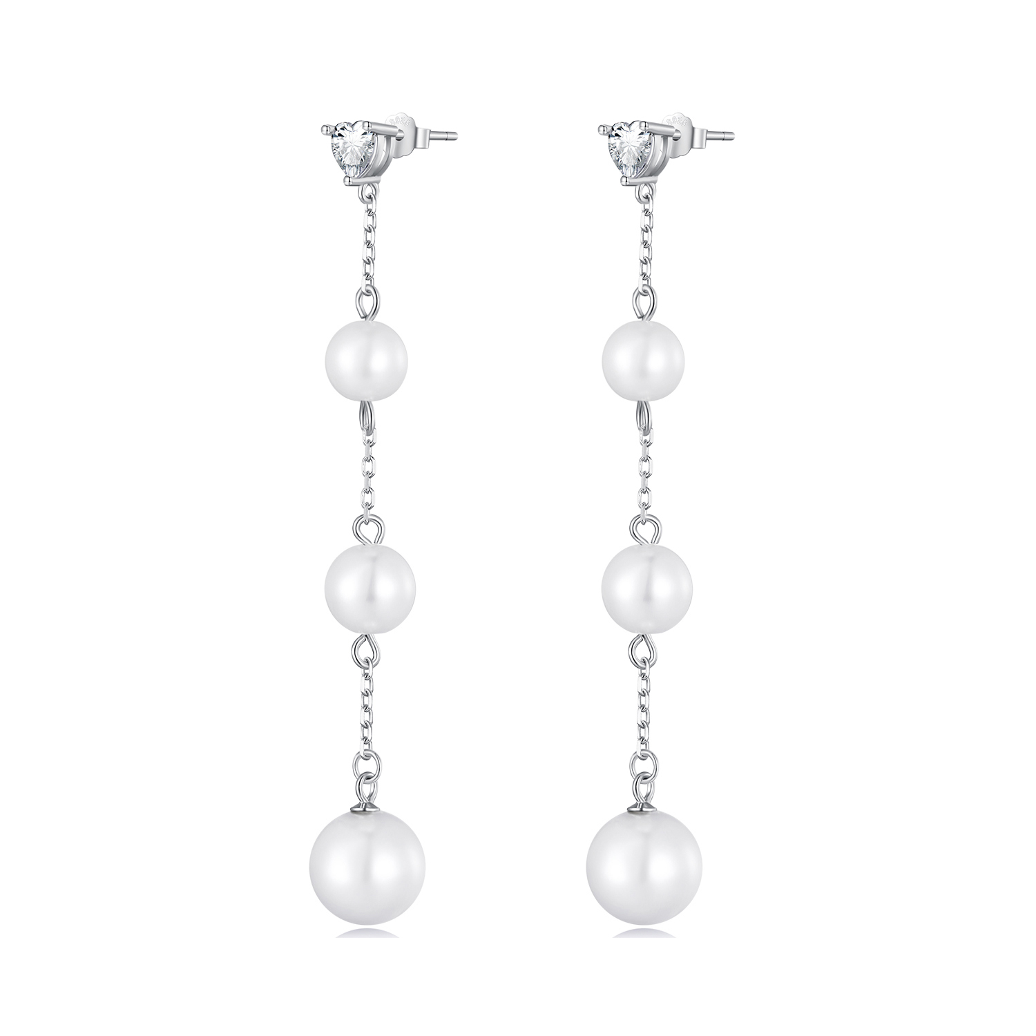 925 Sterling Silver Shell Imitation Pearl Dangle Earrings