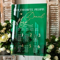 Plan de table personnalisé en acrylique 3D vert émeraude et or, élégant, personnalisé, pour mariage, signalétique, trouvez votre siège, décoration de réception