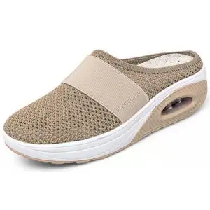 2023 Zomer Hot Selling Europese En Amerikaanse Stijl Grote Maat Mesh Gat Zonder Hak Slip-On Dames Platte Sleehak Sandalen