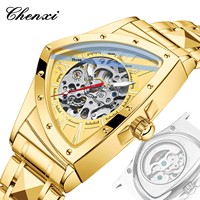 Montre automatique squelette de luxe pour homme avec bracelet en acier inoxydable, montre mécanique de style professionnel de haute qualité