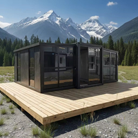 Maison conteneur préfabriquée extensible avec mur en verre modulaire, 20ft 40ft, maison portable pour complexe hôtelier tropical