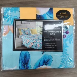 Set di Biancheria da Letto in Poliestere con Stampa Floreale, 6 Pezzi, Misura King Queen, con Lenzuola e Federe per Camera da Letto - Product Image 3
