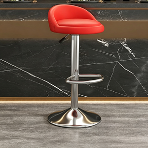 Tabouret de bar moderne en cuir PU rotatif à 360° avec dossier, hauteur réglable, idéal pour cliniques de tatouage et salles à manger - Product Image 6