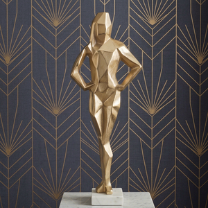 Modern Gold and White Aluminum and Marble Woman Tabletop Sculpture Attractive <b>Table</b> Objects for Modern Decor Figure Sculpture - Product Image 1