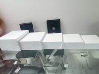 Présentoir de Buffet Carré en Acrylique Blanc, Ensemble de 5 Supports Rehausseurs Emboîtables, Socle Alimentaire en Lucite, Boîte de Présentation à 5 Faces