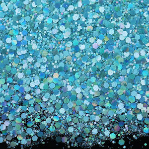 Lot de 1kg de paillettes épaisses, hexagone ultra-mince bleu clair pour remplissage de slime, bricolage, Nail Art, visage et corps - Product Image 4