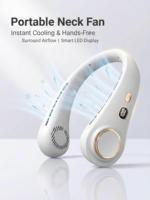 목걸이형 선풍기 디지털 디스플레이 파워 벤틸라도르 날개 없는 넥밴드 팬 휴대용 미니 에어쿨러 USB 충전식 전기 선풍기
