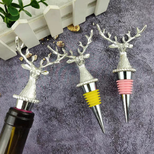 Christmas Reindeer Wine Stopper Silver Metal Silicone Sealing Leak Proof <b>Bottle</b> Stopper For Wine Decorative Holiday Gift - Product Image 1