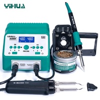 Stasiun Solder YIHUA 938BD+ dengan Layar LCD, Proteksi ESD, untuk Perbaikan IC Chip SMD PCB, dan Pekerjaan Desoldering/Rework