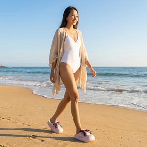 Mules femme à nœud, à découpe mi-haute, à motif perforé, souples et confortables, style coréen, avec coussin d'air, imperméables, pour extérieur/intérieur - Product Image 3