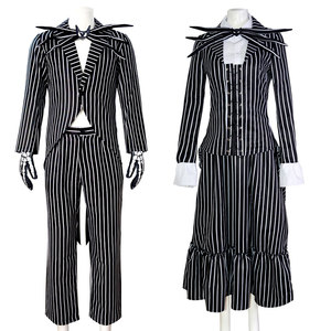 Jack Skellington Cosplay <b>Costume</b> Black White Striped Suit Pants Set Men Women Halloween Christmas <b>Costume</b> - Product Image 1