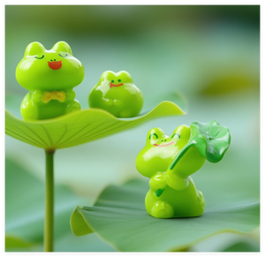 Diy casa escritorio Zen terrario figuritas accesorios resina Rana con hoja de loto flor jardín adornos miniatura Animal al por mayor - Product Image 6