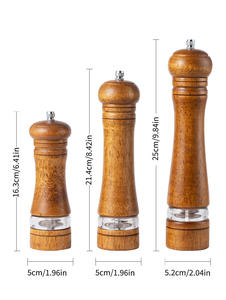 Ensemble moulin à sel et à poivre en bois avec logo personnalisé, moulin à poivre en bois à broyage manuel pour accessoires de cuisine - Product Image 2