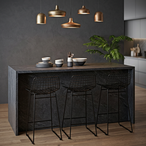 Tabourets de bar modernes en métal noir, hauteur comptoir, pour îlot de cuisine, mobilier de maison, design minimaliste, écologique - Product Image 1