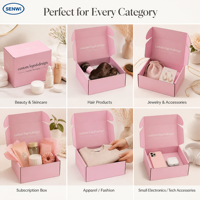 Caja de Envío Corrugada Rosa Personalizada, Impresión a Todo Color por Ambos Lados, Logotipo Interior y Exterior, Embalaje de Envío con Marca