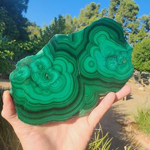 400-500g Pierre de cristal de malachite naturelle, pendule, pierre fossile, cadeaux, tranche de malachite, plaque de malachite - Product Image 2