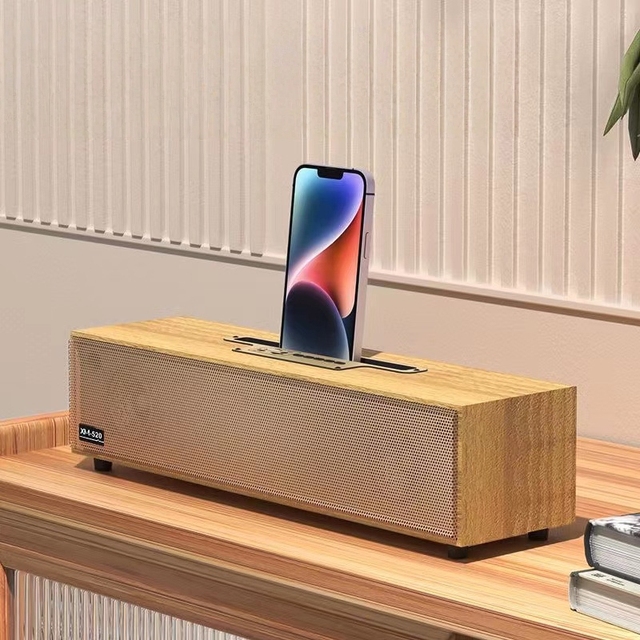 MQ Wooden Soundbar Wireless Audio Speaker Desktop Computer Dual Driver Bass Sound System Retro Home Speaker