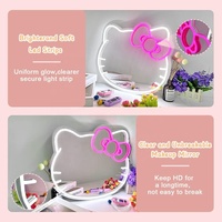 Grand miroir mural intelligent Hello Kitty LED au design moderne irrégulier pour salon, décoration intérieure en verre