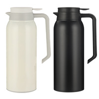 Termo de Acero Inoxidable de 1.5L, Doble Pared Aislada, para Café y Agua, Mantiene Bebidas Calientes o Frías, Blanco y Negro, 1.5L