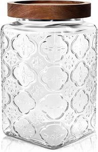 Frasco <span class=keywords><strong>de</strong></span> Vidrio Cuadrado Vintage <span class=keywords><strong>de</strong></span> 27 oz con Relieve <span class=keywords><strong>de</strong></span> Trébol, Recipiente Hermético para Almacenamiento <span class=keywords><strong>de</strong></span> Alimentos Apto para Microondas, Tapa <span class=keywords><strong>de</strong></span> Madera <span class=keywords><strong>de</strong></span> Acacia para Cocina - Product Image 2