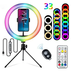 Selfie Light Selfie Ring Light With Tripod Stand Colorful RGB With Remote Control Live Video Conference Lights