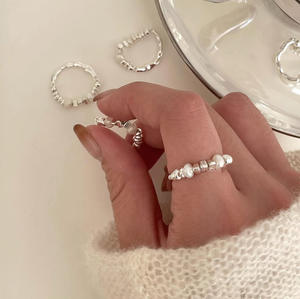 CAIOOCHE Patchwork rotto anello di perle d'argento 2025 nuovo stile del <span class=keywords><strong>signore</strong></span> <span class=keywords><strong>degli</strong></span> <span class=keywords><strong>anelli</strong></span> anello di ottone per le donne - Product Image 3