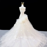 Gaun Pengantin Mermaid Tanpa Tali Warna Ivory Jancember JFH170 Bergaya dengan Hiasan Bunga 3D untuk Pesta