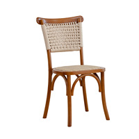 Chaises de salle à manger sans accoudoirs en bois massif tressé style rétro pour maisons d'hôtes et cafés – Vente en gros – Décoration décontractée pour la Chine