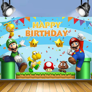 Decoración de Fondo para Fiesta de <span class=keywords><strong>Mario</strong></span> <span class=keywords><strong>Bros</strong></span>, Artículos de Fiesta para Niños y Niñas, Fondos de Vinilo para Fotografía, Regalos para Festivales - Product Image 5