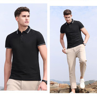 Chemises pour hommes, polos grande taille, manches courtes, poignets côtelés contrastés, respirantes, classiques, décontractées, pour le travail, le golf